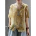 French cotton Tunic stylish Light And Loose Printed Cotton Linen T-Shirt