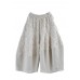 Natural Beige Patchwork asymmetrical design Cotton Linen Wide Leg Summer Pants