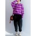 Comfy o neck purple striped knitwear Loose fitting thick Sweater Blouse