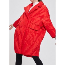 Classy Red Peter Pan Collar Button Duck Down Jacket Winter