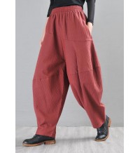 Chic Red Cotton Linen Radish trousers Pants Summer