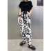 Handmade White High Waist Summer Cotton Print Pants