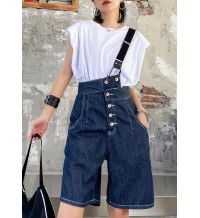 Summer denim blue back with button five pants