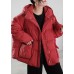 Classy Red Hooded Duck Down Puffer Coat Winter