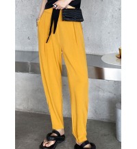 Unique Yellow High Waist Pockets Harem Pants